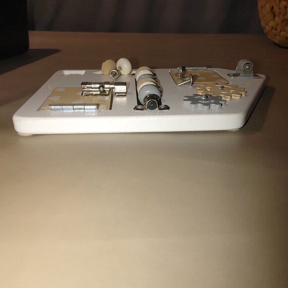 Wooden Montessori Busy Board With Bead Slider & Gears For Toddlers - Picture 10 of 11